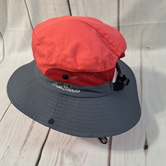 SunShade Coral and Gray Wide Brim Hat - Picture 1 of 6
